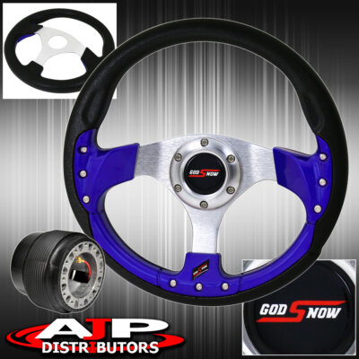 Hub Adapter For 89-05 Eclipse + 320mm Pvc Wrap Blue Fusion Style Steering Wheel