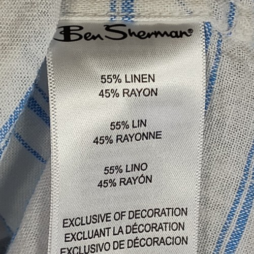 Ben Sherman Men's Shirt Size Small Linen Blend Short Sleeve Button Down Striped - Picture 6 of 11