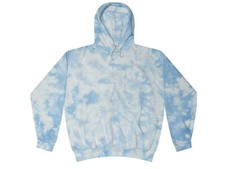 Light Blue Tie Dye Crystal Hoodie Sweatshirts Kids  Adult Pockets Colortone
