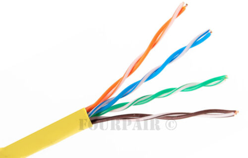 CAT6E CMP Plenum Ethernet Cable 550MHz Yellow 1000FT (NO SPLINE) Copper - Afbeelding 1 van 1