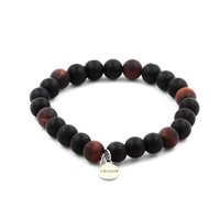Armband Perlen Tigerauge Rot Matt + Schwarz Onyx Matt 8 Mm. Made In Franc