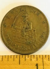 Token Copper 1837 Clipper Ship Martin Van Buren Hard Times Webster Credit Politi