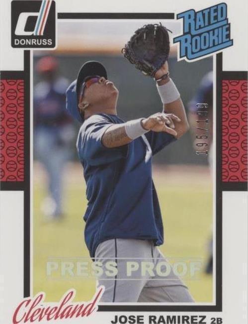 Jose Ramirez Rookie Card 2014 Panini Donruss - Rated Rookie Jose Ramirez #258 Press Proof Silver ...