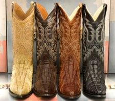 Mens Western Boots Crocodile Ostrich Pattern Cowboy Genuine Leather J Toe Bota