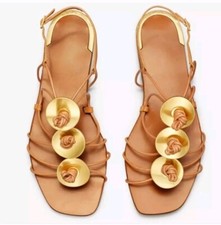 Tory Burch Artisanal Knot Tripon Crystal Baby Sandals In Elba Camello Size 5.5