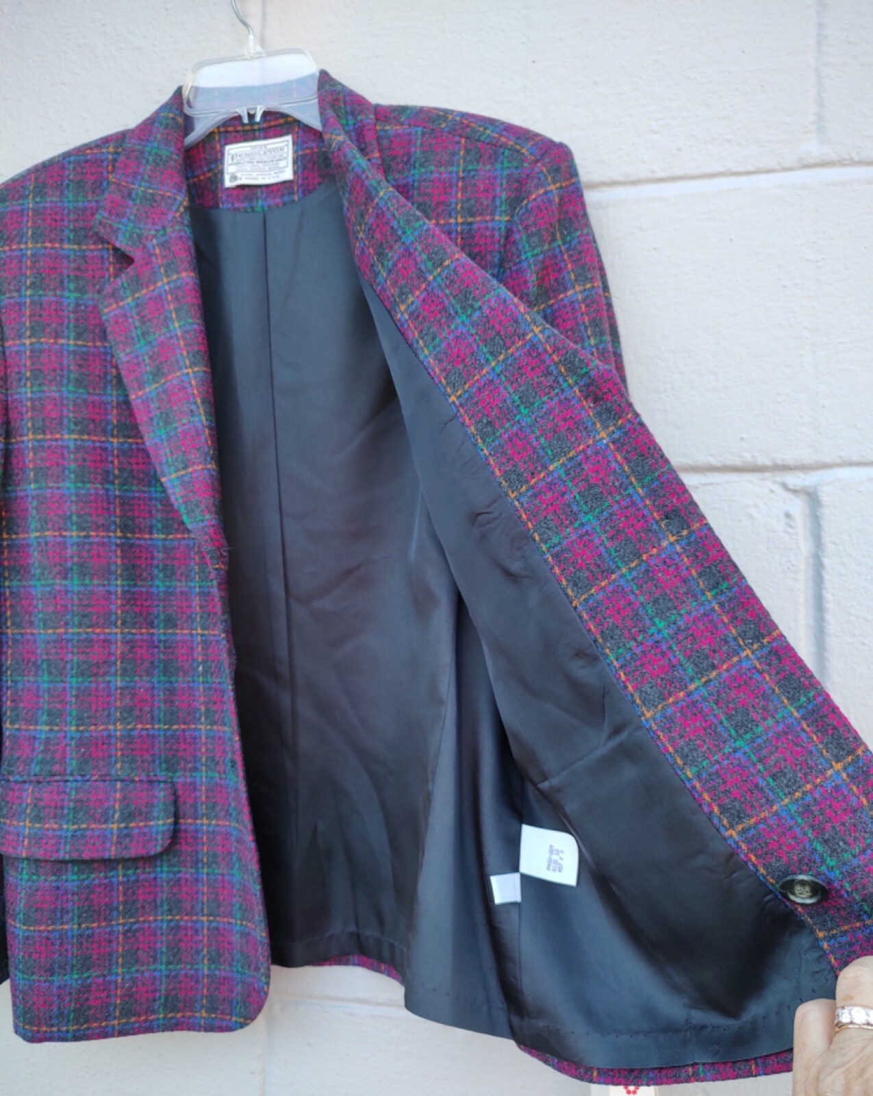Vintage Miss Pendleton Wool Blazer Jacket Fuchsia… - image 7