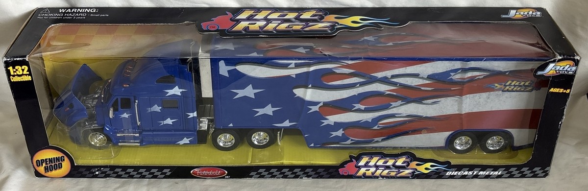 Jada Toys Hot Rigz Peterbilt American Flag Hauler 23152 - Semi USA