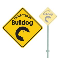 BEWARE OF THE DOG PROTECTED BY BULLDOG HEAVY DUTY ALUMINUM SIGN 11" x 11"