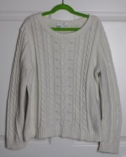 Girl's Gap Factory Kids Ivory Frost Cable Knit Crew Neck Pullover Sweater 12-13