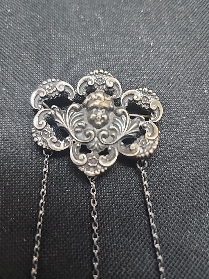 Pin's / Broche Montre Chatelaine Victorienne - Or Filled Et Rhinestones - Occasion Vintage