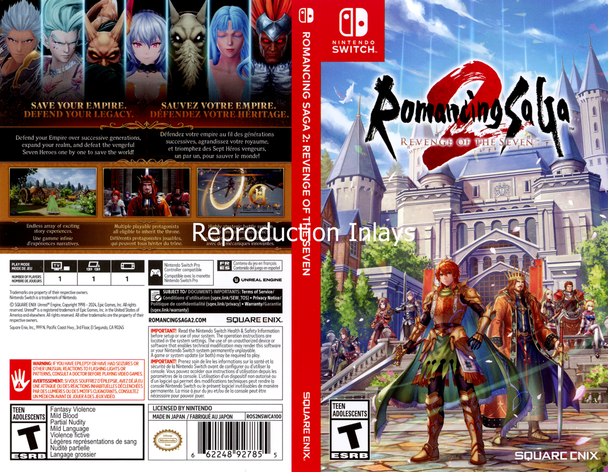 Romancing Saga 2 Revenge Of The Seven Switch Replacement Case