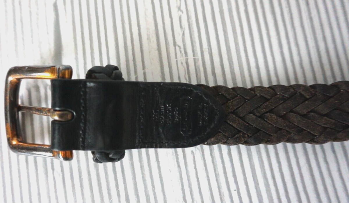 Vintage Coach Black Leather Woven Braided Belt #3864 Unisex  display picture 2