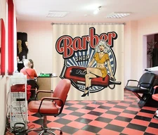 3D Cute Girl A4209 Barber Shop Photo Curtain Window Blockout Fabric Amy 2023