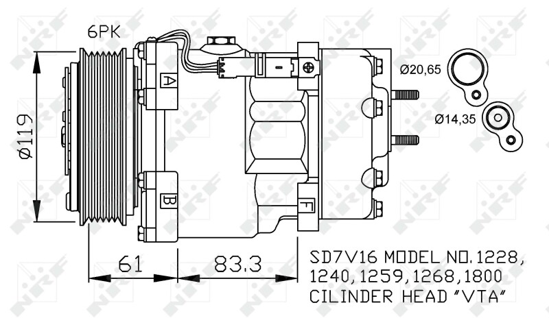NRF 32198 Compressor, air conditioning for CITROËN,FIAT,LANCIA,PEUGEOT
