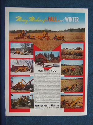 1949 Minneapolis- Moline Ad   Money Making Machines For Fall & Winter  10 Pics.