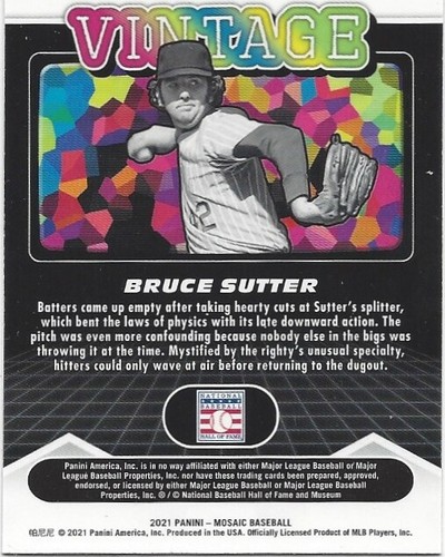 2021 Panini Mosaic #V9 Bruce Sutter Vintage Green Baseball Card - Picture 2 of 2