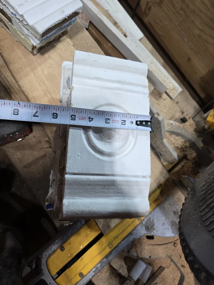 1800's Antique ROSETTE TRIM Plinth Block VICTORIAN Style Wood Bullseye ORNATE - Image 3 of 4