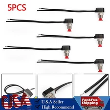 5pc Normally Closed Momentary Self-resetting Push Button Reset Switch w/Wire Red