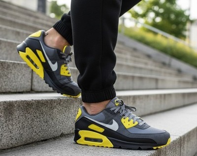 New NIKE Air Max 90 Men's classic Athletic Sneakers shoes gray yellow all sizes
