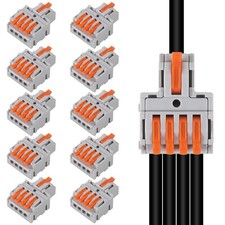 10Pcs 1 in 4 Lever Wire Connector Compact DIY Quick Connect Push-in 1 4