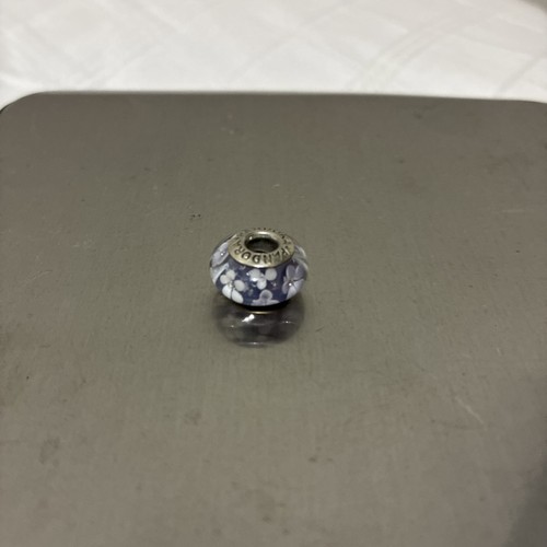 Pandora Purple Murano Glass Flowers Bead Charm 790619 Retired