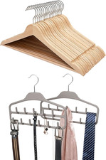 30 Wood Coat Hangers  2 Belt Hanger Organizers for Ultimate Closet Storage