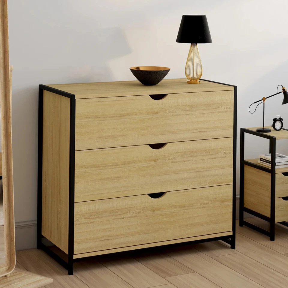 Commode 3 tiroirs DETROIT 80 cm design industriel - Photo 2/4