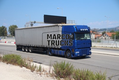 LKW Foto DAF 95 XF Planensattelzug Griechenland blau The OLD Skool #g1ii