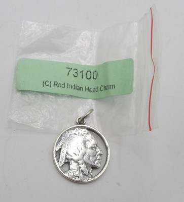 Sterling Silver .925 Native American Nickel Design Oxidized Silver Charm