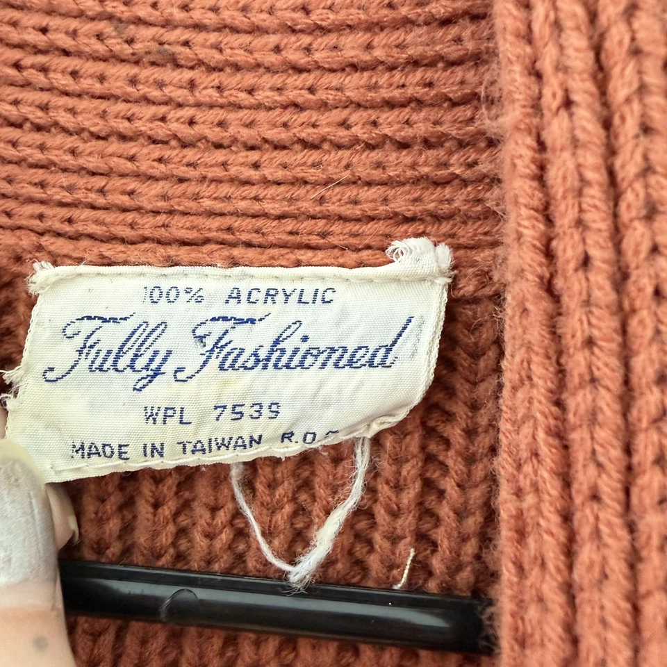 Maxi Cárdigan Abrigo Bufanda Cuello Boho Lagenlook Tejido Acanalado Óxido Años 70 De Colección M/L Foto 4 de 4