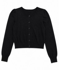 Mädchen Strickjacke Cardigan schwarz Rundhal...