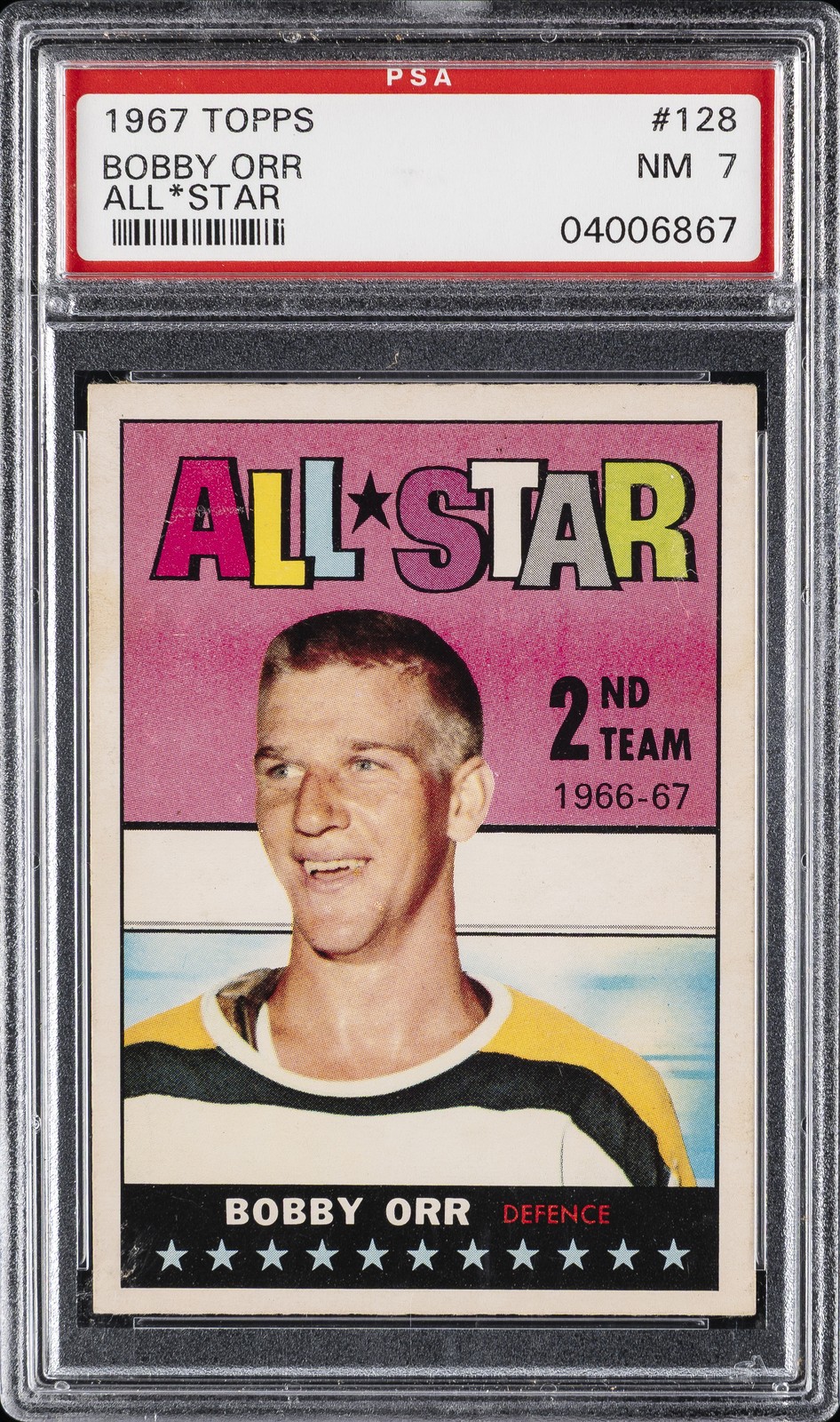 1967 TOPPS ALL-STAR #128 BOBBY ORR PSA 7