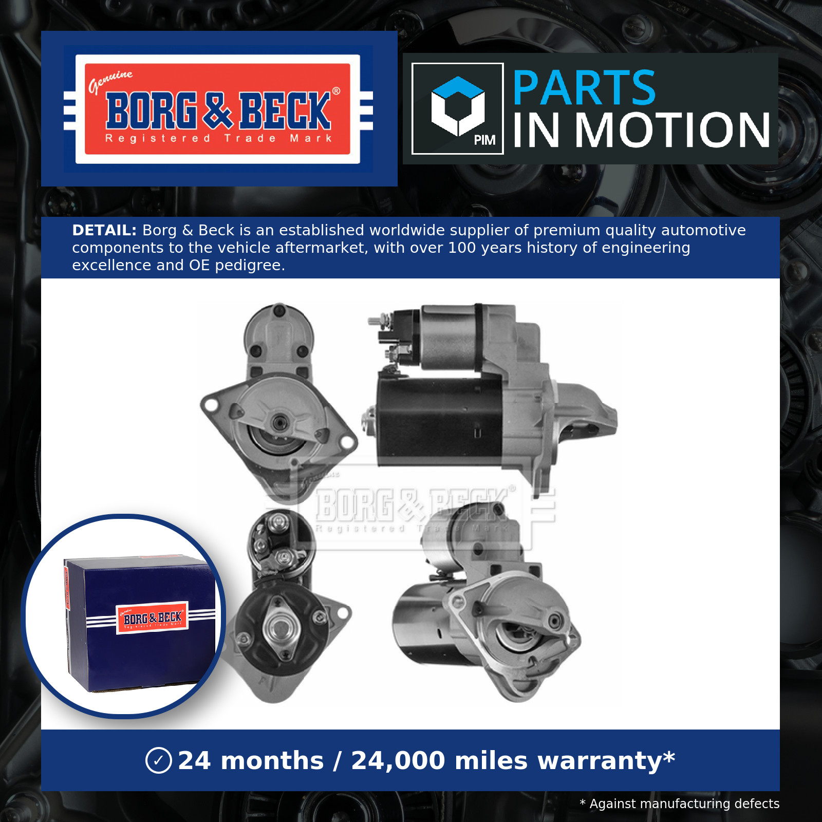 Starter Motor BST2651 Borg & Beck 120110 1202110 1202217 5556680 55566800 New