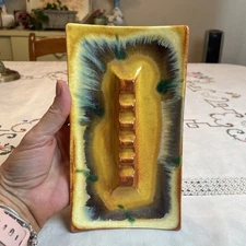 VTG Royal Haeger R-125 USA Pottery MCM Ashtray Yellow Green Multi