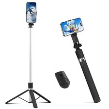 71" Phone Tripod Selfie Stick with Remote,Extendable Cell Black