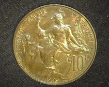 FRANCE 1904 10 CENTIMES KM843 CHOICE UNCIRCULATED ~E31