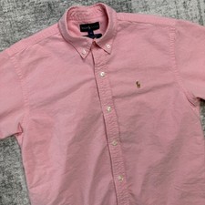 VTG Polo Ralph Lauren Shirt Kids 20 Adult Small Pink Oxford Cotton Flesh Pony