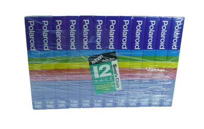 POLAROID VHS Supercolor Plus EP-6 Hrs 12 Pack Video Cassettes T-120 Sealed - NEW