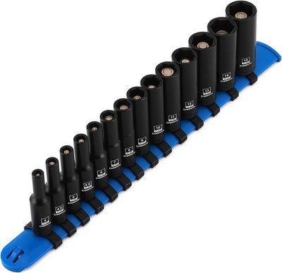 14PCS 1/4''Drive Magnetic Impact Socket Set,Deep,6-Point,Metric,4mm to 15mm,CR-MO