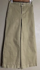 OAK + FORT Cropped Length Twill Wide Leg Brown Pants Women’s size Small