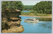 Sightseeing Boat In Lower Dells Wisconsin River c1960s Postcard