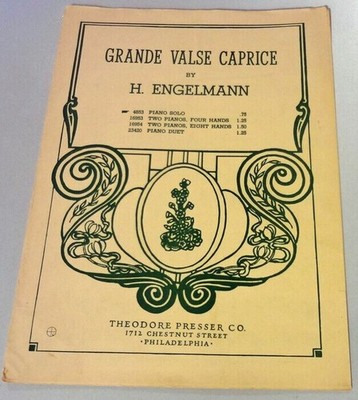 Grande Valse Caprice H. Engelmann Vintage Piano Sheet Music 1933 Theo Presser