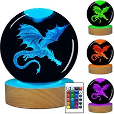 16 Color 3D Dragon Night Light - Remote Control Fantasy Decor for Gifts Lamp