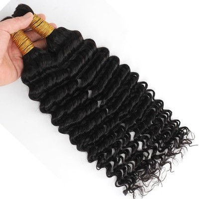Human Braiding Hair Deep Wave Bulk 100% Virgin Brazilian  display picture 3