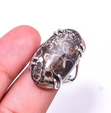Turritella Agate -Wyoming 925 Sterling Silver Ring s.9.5 R206, Christmas Gift