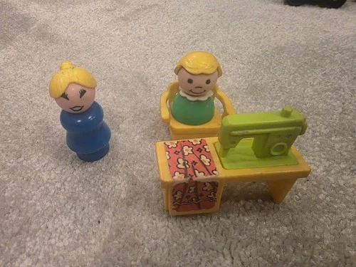 Fisher Price Little People Sewing Table Mom Girl Chair Vintage