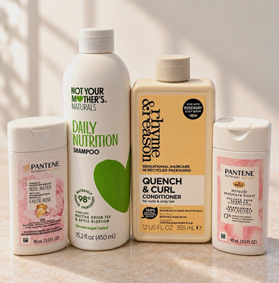 Pantene Sulfate-Free Shampoo & Conditioner Set for Curly Hair, Rose Scent