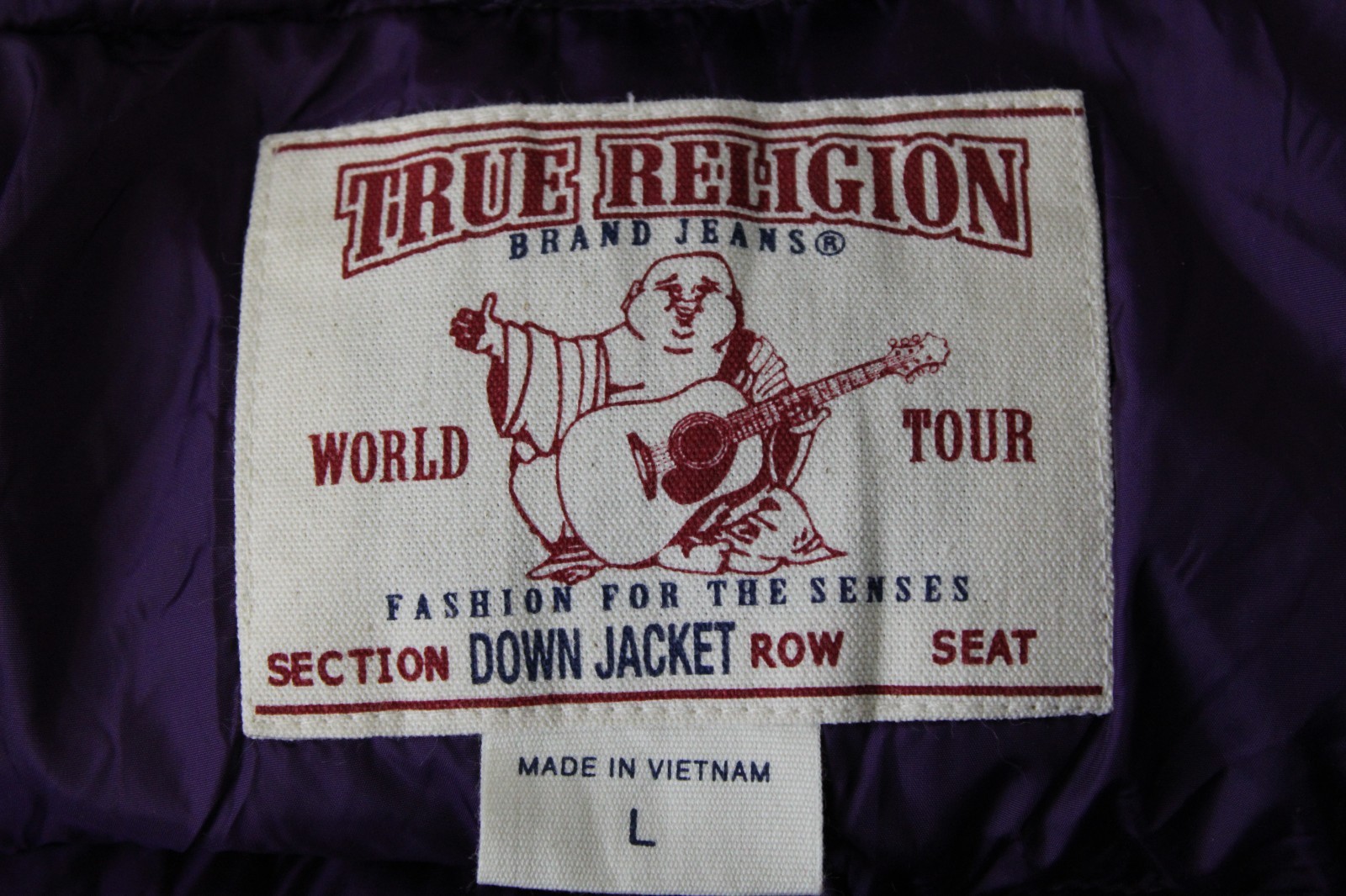 True Religion Purple Button Front Long Sleeve Quilted Puffer Jacket Size L thumbnail 18