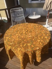 Vtg Cotton Paisley Woven Tablecloth 68x86 Rec...