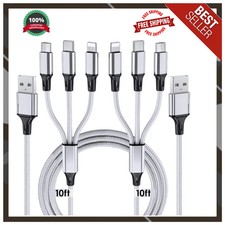 Multi Charging Cable, 10ft 2Pack Multi Phone Charger Cable Braided 3 in 1